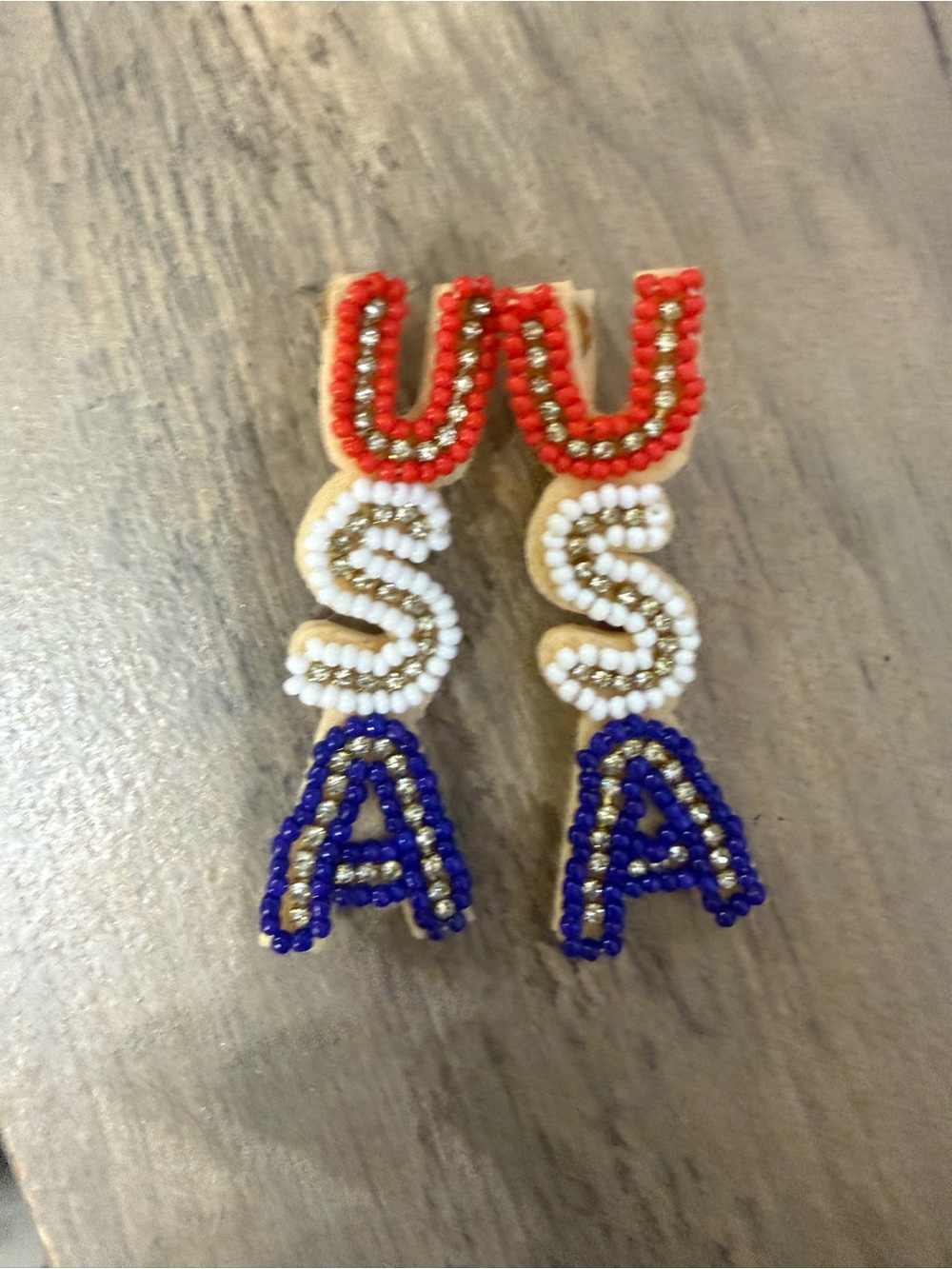 USA beaded earrings! Light weight and super cute!